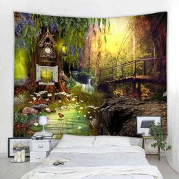 Fantasy Forest Landscape Decoration Carpet Mandala Bohemian Hippie Bedroom J220804