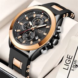 LIGE Sports Mens Watch Top Brand Luxury Waterproof Quartz Wristwatch Military Chronograph Watches for Men Date Clock Watch Man 220530