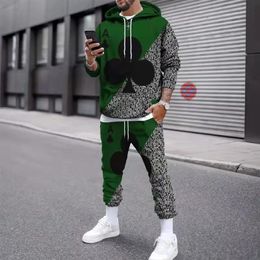 Men's Tracksuits Men Sportswear Two-piece Winter Fashion Suit Autumn Men's Sets 3D Printed Poker Hoodie Casual Sweatpants Clothes UitMen