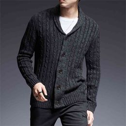 Fashion Brand Sweater Man Cardigan Thick Slim Fit Jumpers Knitwear High Quality Autumn Korean Style Casual Mens Clothes 210804