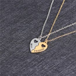 fashions jewelry Australia - Pendant Necklaces Friends Necklace 2 Parts Heart Shaped Friendship Half Puzzle Jewelry For Girls Fashion Chain CollierPendant