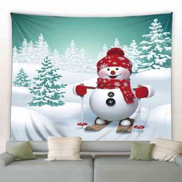 Christmas New Year Tapestry Santa Claus Snowdoll Bedroom Living Room Wall Hanging Blanket Festival Decor Xmas Background Cloth J220804