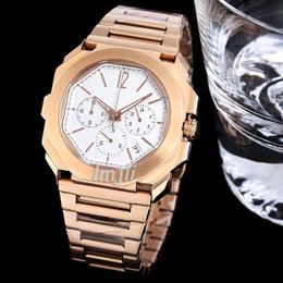 Mens watches 42mm big dial Quartz Watch gold Stainless steel Dual Time Chronograph watches Designer Design WristWatch