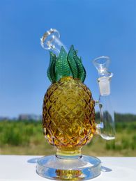 THICK 7.8" CUTE Multi Colour Green Pineapple BONG Heavy Glass Water Pipe HOOKAH Green Pipe 14mm Joint Bowl