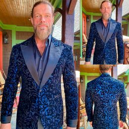Men's Suits & Blazers Jacquard Men Suit One Piece Slim Fit Tailor-Made Fashion Button Blazer Wedding Groom Work Wear Coat Causal TailoredMen