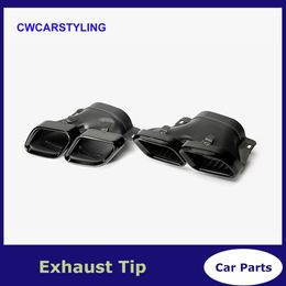 A Pair Black Quad Exhaust Muffler Tips for Benz AMG C63/S W205 S205 C205 A205 Auto Accessories