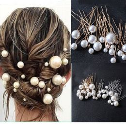 20Pcs Pearl Crystal Flower U-shaped Pins Barrette Hair Clips Bridal Flral Tiara Hair Accessories Hair styling Metal Hairpins