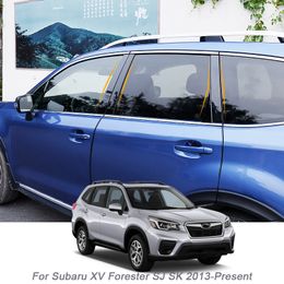 6PCS Car Window Centre Pillar Sticker Trim Anti-Scratch Film For Subaru XV Forester SJ SK 2013-Present External Auto Accessories