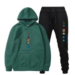 Men's Tracksuits Men Sets Hoodies And Pants 2022 Sportswear Solar System Stars Sky Print Fleece Pullover Joggers Sweatpants Suit Casual Trac