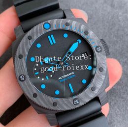 Carbon Fibre Watches Mens Watch Men Automatic Cal.9000 Super-LumiNova 960 Sport Submersible Diver 300M VS Firenze 42mm Rubber Strap VSF Factory Pam Wristwatches