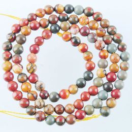 10 Strand 4mm-14mm Round Natural Stone Polished Picasso Jasper beads for Bracelets Jewellery Making BY924
