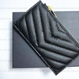 Top quality Genuine leather purses Luxury designer card holders Wallets men Original single Coin holder zipper Women Key Wallet handbag bags Interior Slot Womens