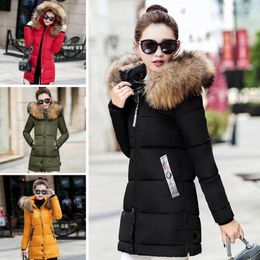 Women's Down & Parkas Women Winter Warm Faux Fur Collar Slim Fits Hooded Cotton Coat Midi Jacket & Design Perfect Gifts Luci22