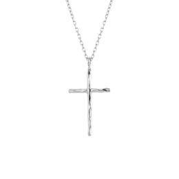 Chains Sterling Silver Hammer Design Cross Necklace For Men And Women Trendy Cool Neutral Simple StyleChains