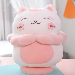 Cute Pink Sakura Cats Series Plush Toy Soft Cartoon Pillow Sofa Back Cushion Coin Purse Girl Birthday Gift