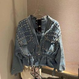 Women's Jackets Vintage Loose Casual V Neck Women Denim Coat Simple Spring Autumn 2022 All Match Jean Korean Style Chic Tops