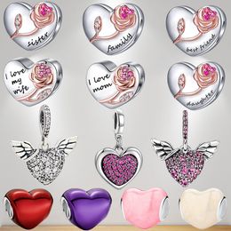925 Sterling Silver Pendant Charms for Pandora Original box Heart Series Pendant European Bead Charms Bracelet Necklace