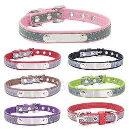 XS-L Leather Pet Dogs Collar Adjustable Reflective Dog Collars Outdoor Luminous Safety Puppy Collars Outdoors Pets Supplies BH6437 TYJ