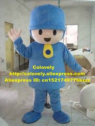 Mascot doll costume Cute Blue Little Boy Mascot Costume Mascotte Kid Child Lad Spadger With Happy Face Yellow Collar Blue Clothes No.2798 Fr