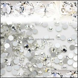 Nail Art Decorations Salon Health Beauty 1440Pcs/Lot Glitter Rhinestones White Crystal Clear Flatback Diy Tips Sticker Beads Jewelry Acces