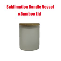 6oz Sublimation Glass Candle Holder Thermal Trasnfer Candles Cup with Bamboo Lid Heat Printing Holders A02