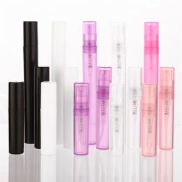 100pcs/lot 2ml 3ml 4ml 5ml Pink White Black Clear Plastic Perfume Spray Bottle Sample Mist Sprayer Atomizer Perfume Bottle 220726