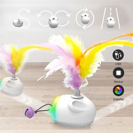 Smart Cat Toy Interactive Electronic Led Automatic Jumping Toys For Cats Play Kitten Feather Teaser Stick Replacement Rabbit Toy 220423