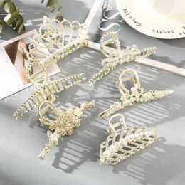 Flowers Leaves Pearl Hairpins Hair Claws Rhinestone Hair Crab Women Fashion Hair Accessories Headwear Gifts