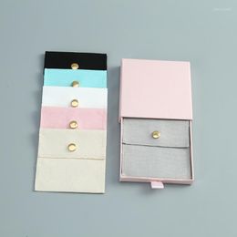 Jewellery Pouches Bags Pink Cotton Bag Paper Box Sets For Wedding Christmas Earrings Rings Display Gift Present Packaging Small Edwi22