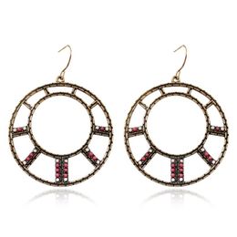 Dangle & Chandelier Boho Big Hollow Round Circle Geometry Earrings Coloured Stones Drop For Women Aretes Ear Earring Jewelry BijouxDangle