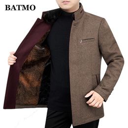 BATMO arrival winter high quality Fake fur collar wool trench coat menmen's wool jackets MN806 201128