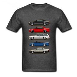 Stack of W124 E Class Men T Shirts Round Collar Tops Short Sleeve O-neck tshirt men Youth Car styling T-shirt 220429