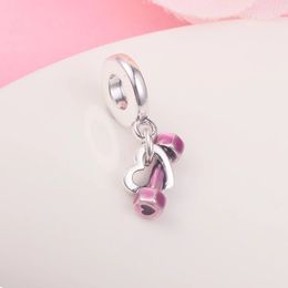 Authentic 925 Sterling Silver Beads Dumbbell Heart Dangle Charms Fits European Pandora Style Jewellery Bracelets & Necklace DIY Gift For Women 799545C01