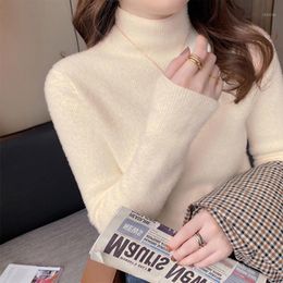 Women's Sweaters Turtleneck Sweater Autumn And Winter Mink Velvet Solid Colour Long Sleeves Knitting Pullover Basic Female Top