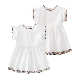 Baby Dress Cotton Kids Zipper Short Sleeve Dress Cute Girl Plaid Skirt Children Clothes Girls Princess Clothing