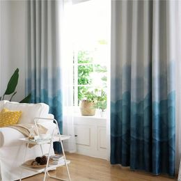 Curtain & Drapes Curtains For Bedroom Living Dining Room European Style Luxury Blue Gradient Velvet Blackout Drape Home Decor WindowsCurtain