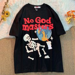 Men's T-Shirts Oversize T-shirt Men Cotton Skull Letter Print Tee Shirt Harajuku Vintage Short Sleeve Hiphop Tshirt Casual Top 4XL