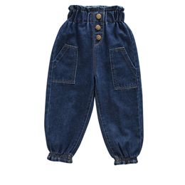 Jeans For Baby Girls Ruffles Toddler Girl Jeans Spring Autumn Jeans For Kids Girls Casual Style Baby Girl Clothes 210412