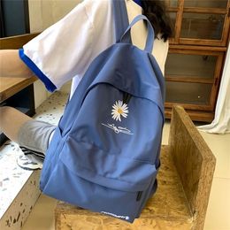 Solid backpack girl school bags for teenage College wind Women SchoolBag High student bag black nylon printing LJ201225