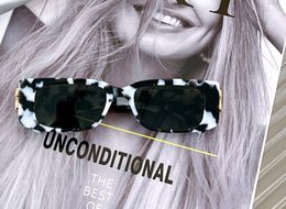 Designer White Black Rectangle Sunglasses Gold Women Sun Glasses Sonnenbrille Outdoor Shades with Box