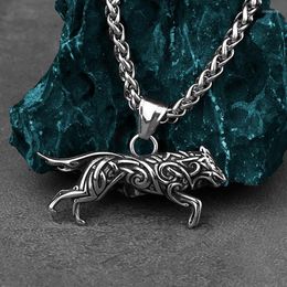 Chains Viking Geri And Freki Knot Wolf Stainless Steel Pendant Men's Fashion Street Hip Hop Necklace Jewelry WholesaleChains Sidn22