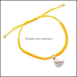 Link Chain Bracelets Jewellery Handmade Heart Mom Charm Colorf String Woven Bracelet For Fashion I Love You Lucky 3629 Q2 Drop Delivery 2021