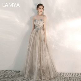 LAMYA Robe De Soiree Sparkle Evening Dresses Long A-line Sweetheart Formal Women Elegant Gownsgant Gowns W220421