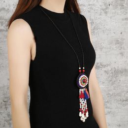Collares colgantes Fashion Bohemian Style Beads Collar Mujeres Turquesas Joyas de piedra Vintage Camada de cuerda Cadena de tejer xl005-27 PENDENTES