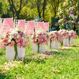 Decorative Flowers & Wreaths Wedding Flower Ball Decoration Road Lead Stage Layout Event Welcome Pography Champagne Pink Set Stand Silk Flow