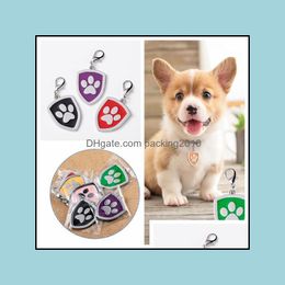 Dog TagId Card Supplies Pet Home Garden Ll Id Tags Collar Name Pendants Paw Shaped Personalised Anti-Lost Dhsnu