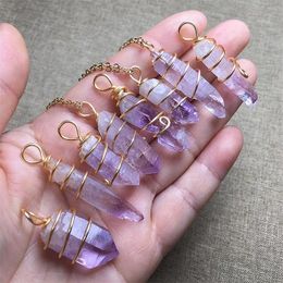 Decorative Objects & Figurines Natural Cruz Quartz Crystals Pendant Winding Charms For Making DIY Jewerly Necklace Shape Bead Reiki Chakra 1