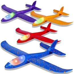 Led Flying Toys Ijo Light Aeroplane Toys17.5 Large Throwing Foam Plane2 Flight Modes Glider Planeoutdoor For Kidsflying Gift Boys Girl amzii