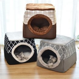 Warm Pet Dog Cat Bed Soft Nest Dual Use Sleeping Pad Winter Cosy s Kennel For Small Dogs s Puppy 220323