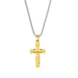 Pendant Necklaces Religious Stainless Steel Antique Cross Crucifix Jesus Necklace For Men 24 InchPendant